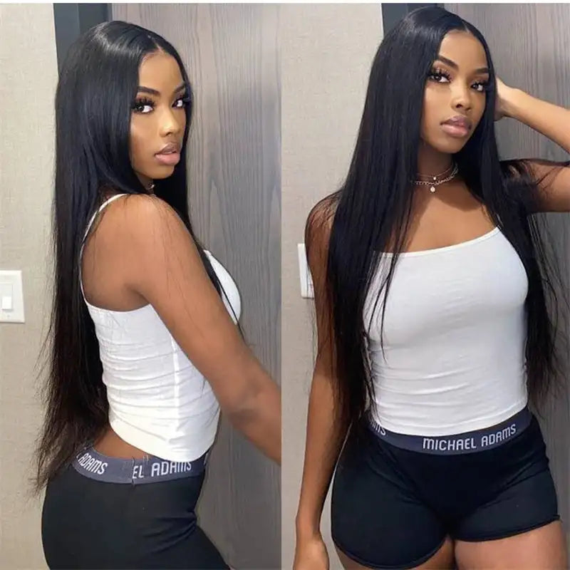 Women's Fashion Simple Human Hair Straight Wig - Lootquake