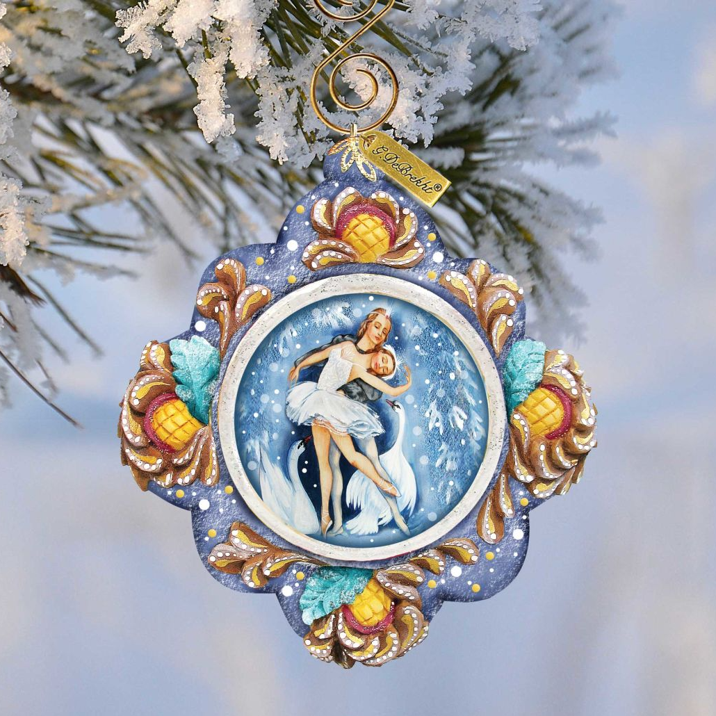 Swan Ballet Sculpted Hand-Painted Christmas Ornament by G. DeBrekht - Love Family Kids Decor - 6102531