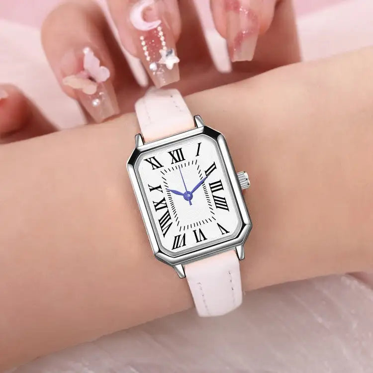 Artistic Silver Case Square Thin Strap Roman Women's Quartz Watch - Lootquake