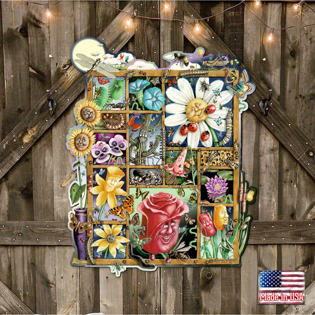 Bugs & Blossoms Whimsical Wall Art by Laura Seeley - Love Family Kids Decor - 8513002-LS