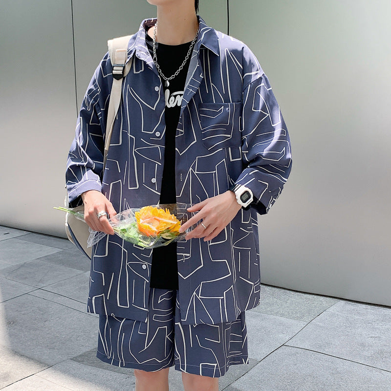 Shirt Five-point Pants Ice Silk Suit - Lootquake