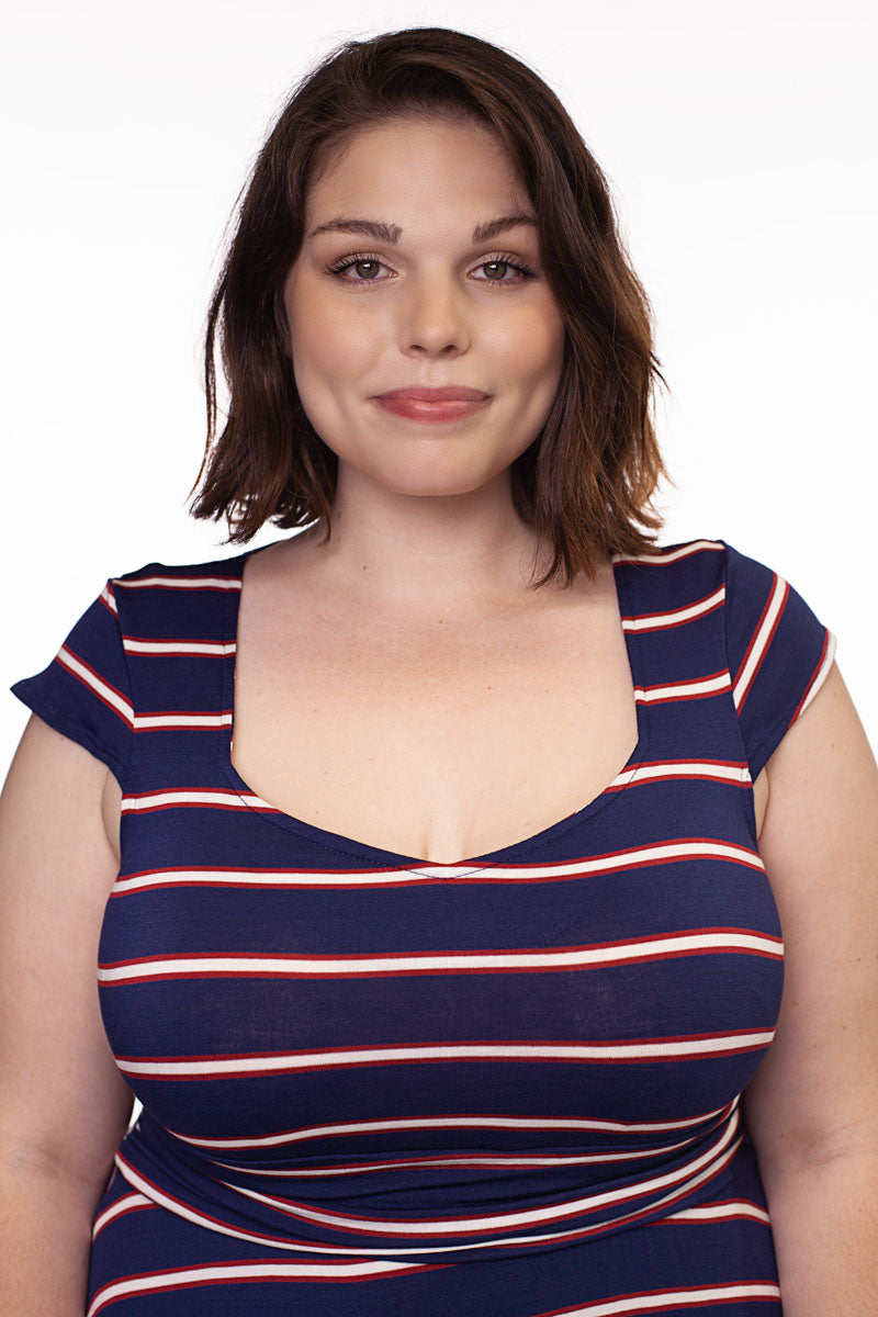 Vestido Amelia en rayas azul marino (solo talla XS)