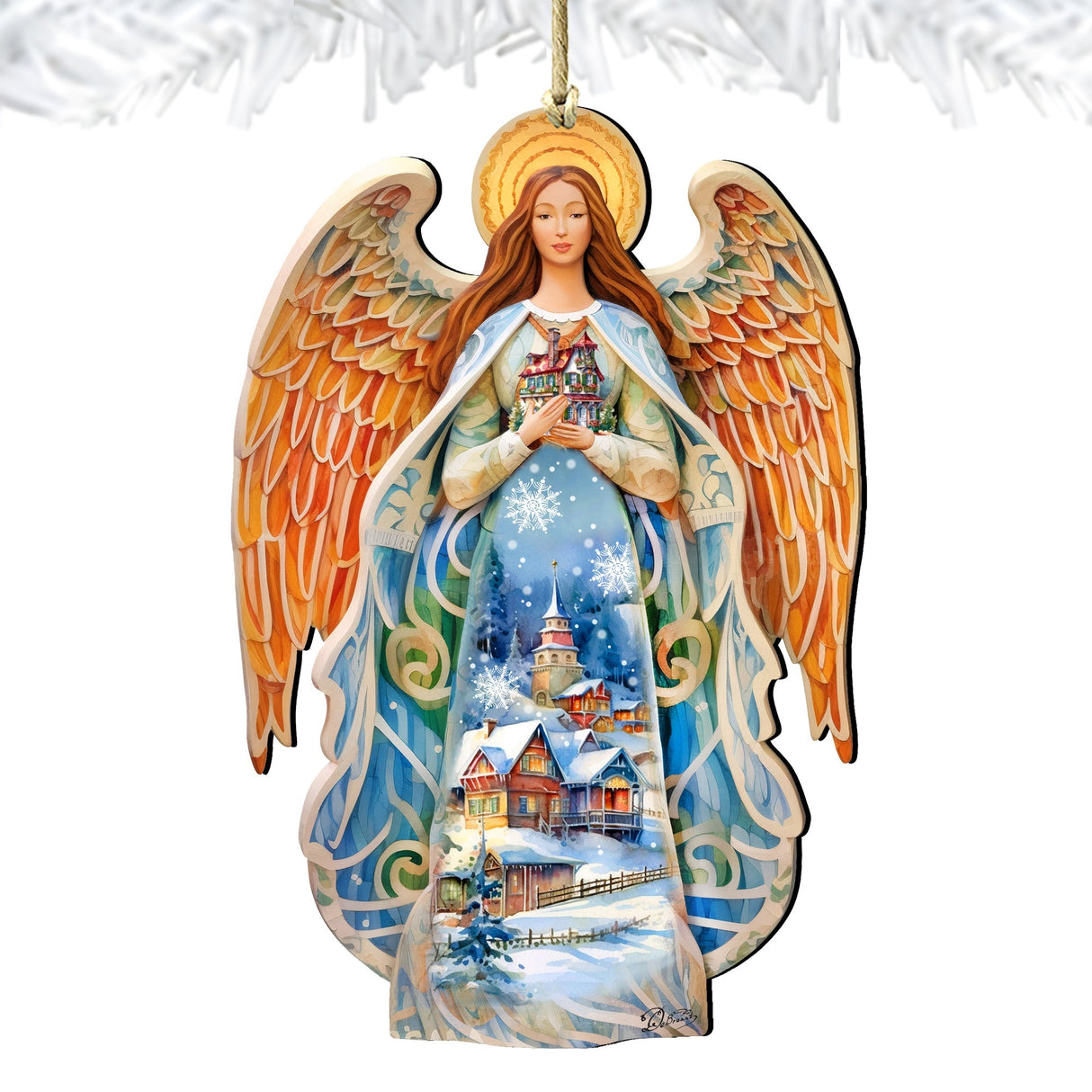 Blessing Home Angel Wooden Ornaments by G. DeBrekht Nativity Holiday Decor - 8611021