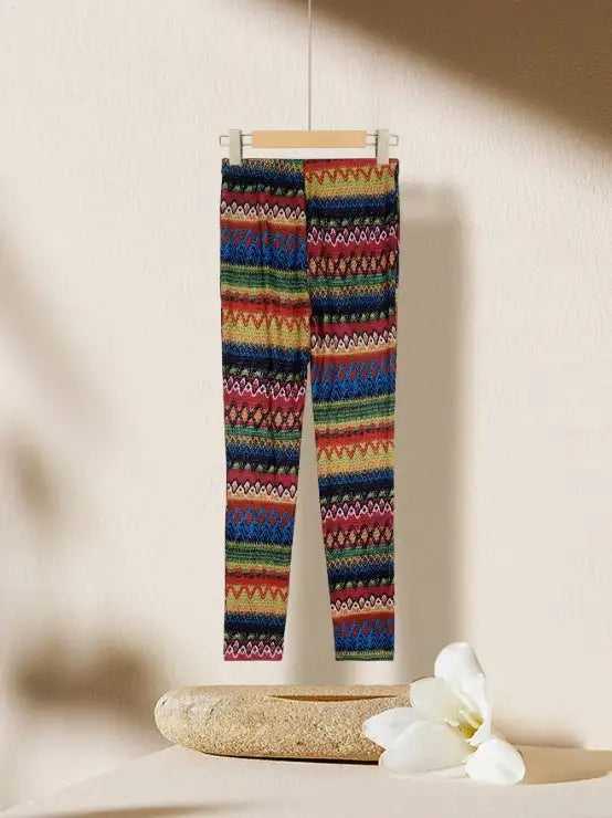 Women's Printed Warm And Tight Waist Pants, Trendy Leggings, Long And Cute Leggings - Lootquake