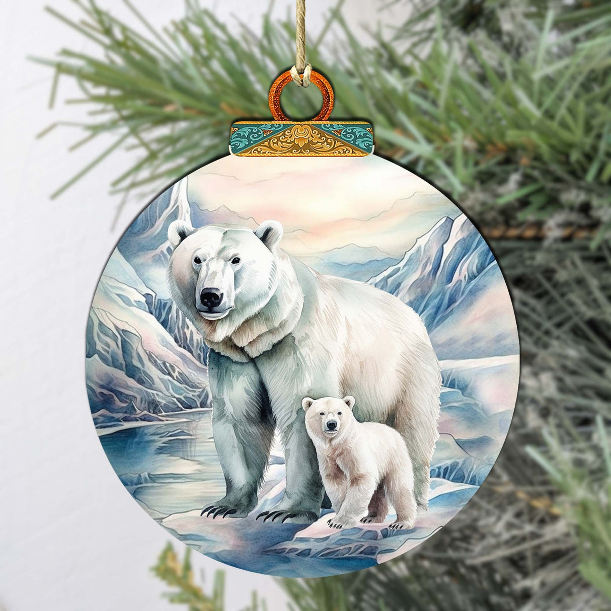 Adornos de madera de oso polar en la nieve de G.Debrekht - Decoración navideña con temática de vida silvestre - 870049