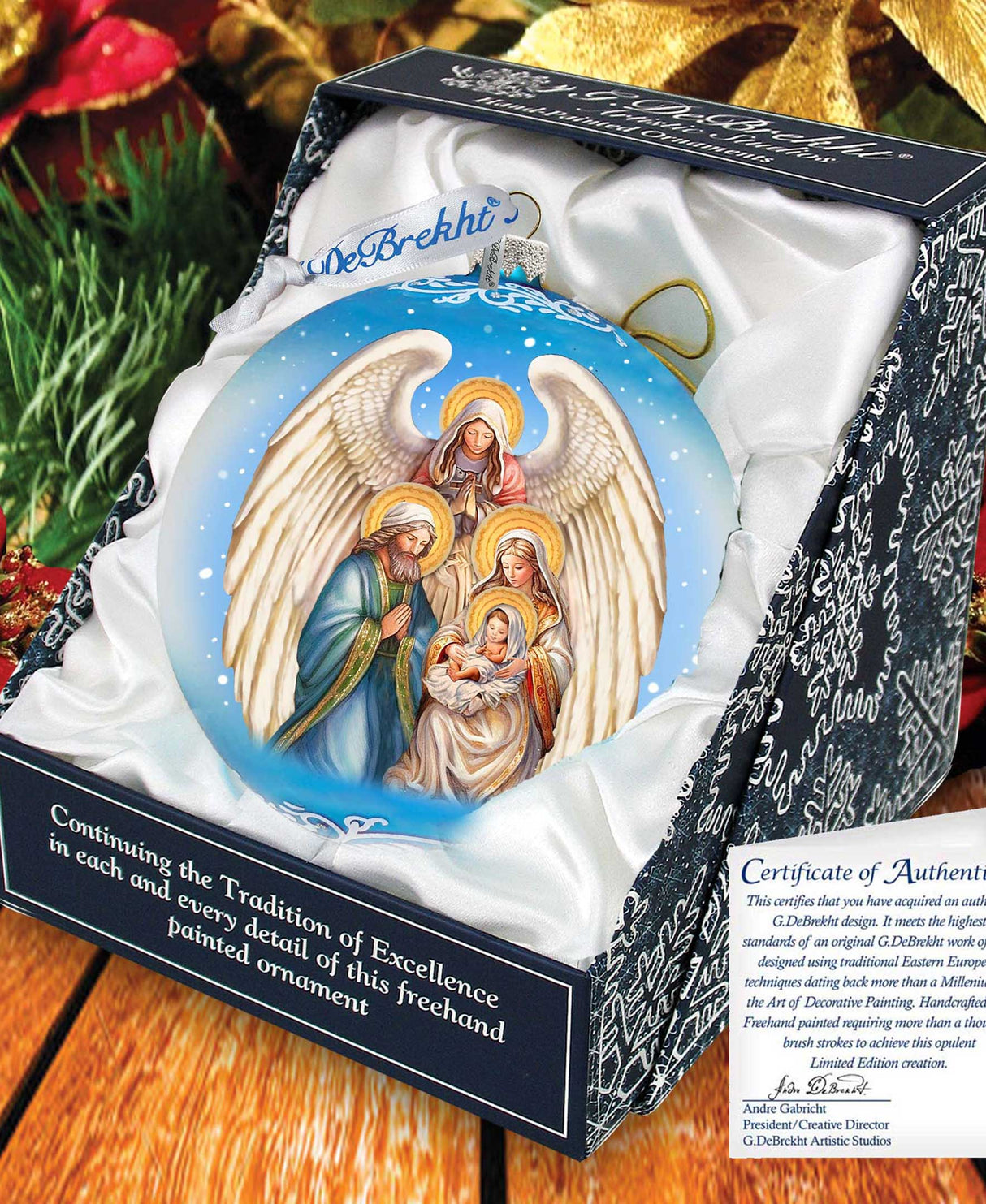 Adorno de cristal grande para la Natividad con la Divina Presencia del Ángel, de G. Debrekht - Decoración navideña - 73934