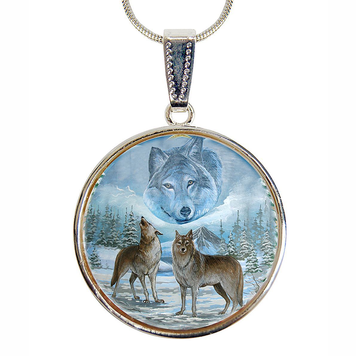 Collar con colgante de nácar bañado en plata de Sky Wolves Howling - 44035