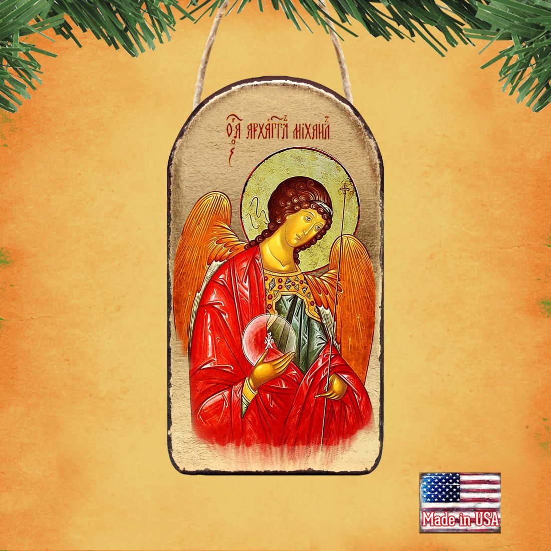 Adorno de icono sagrado ortodoxo religioso de San Miguel - Decoración inspiradora - 87027