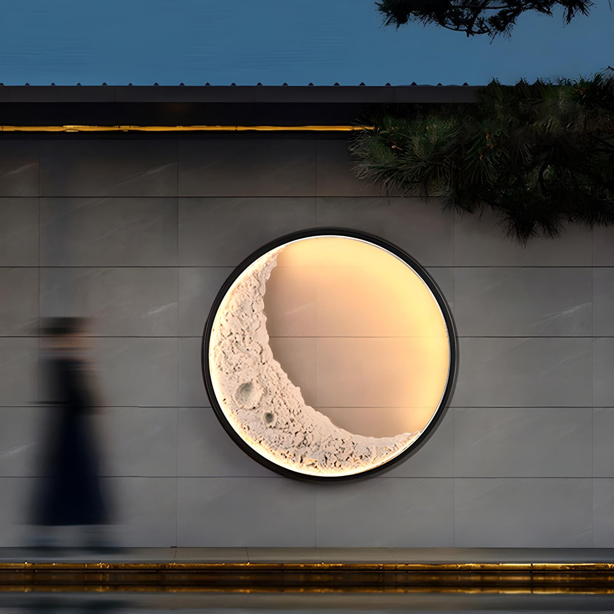 LED Crescent Moon Wall Lamp, Art Decor Wall Lighting for Indoor/Outdoor
