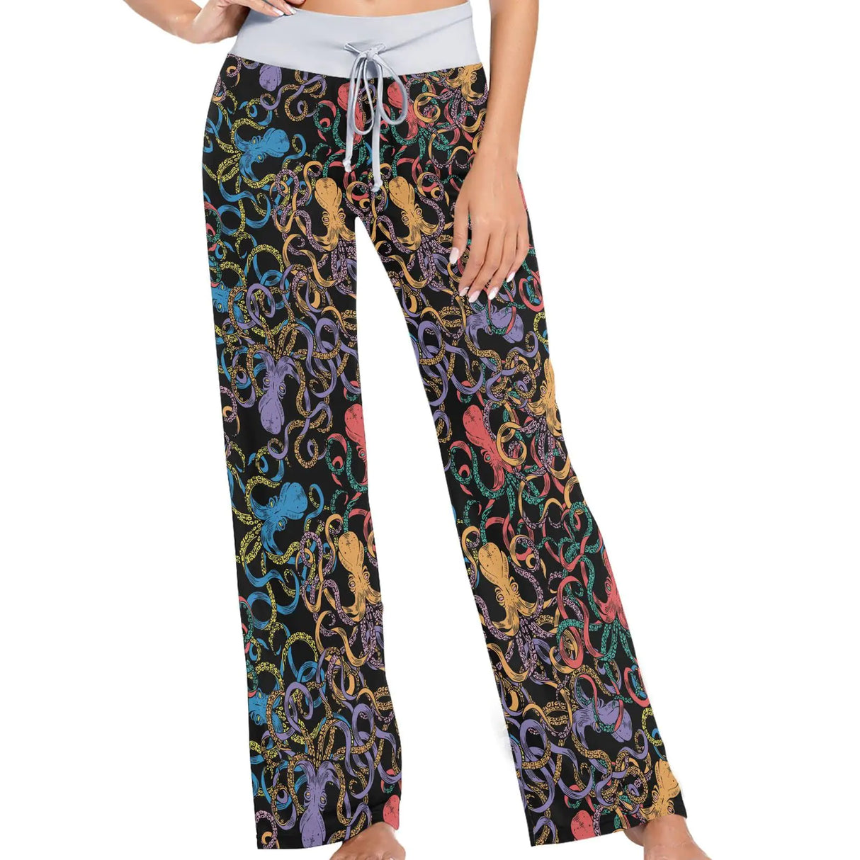 Pantalon de pyjama confortable à cordon de serrage pour femme ZzWwR Ocean Colors Octopus, bas de pyjama à jambe large