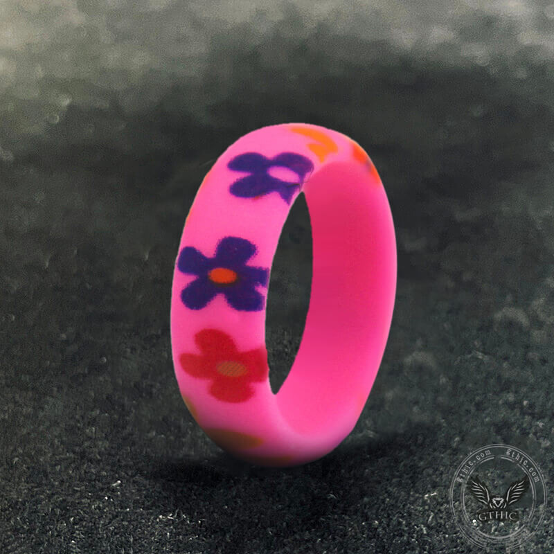 Anillo de silicona con estampado floral de 3 piezas