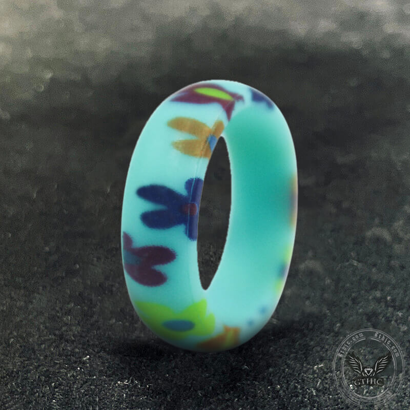 Anillo de silicona con estampado floral de 3 piezas