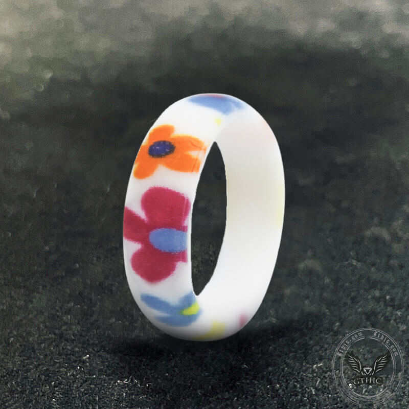 Anillo de silicona con estampado floral de 3 piezas