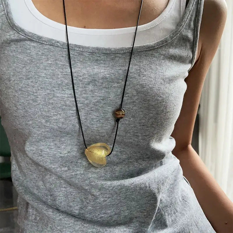 New Style Glass Love Pendant Design Sense Niche Long Necklace - Lootquake
