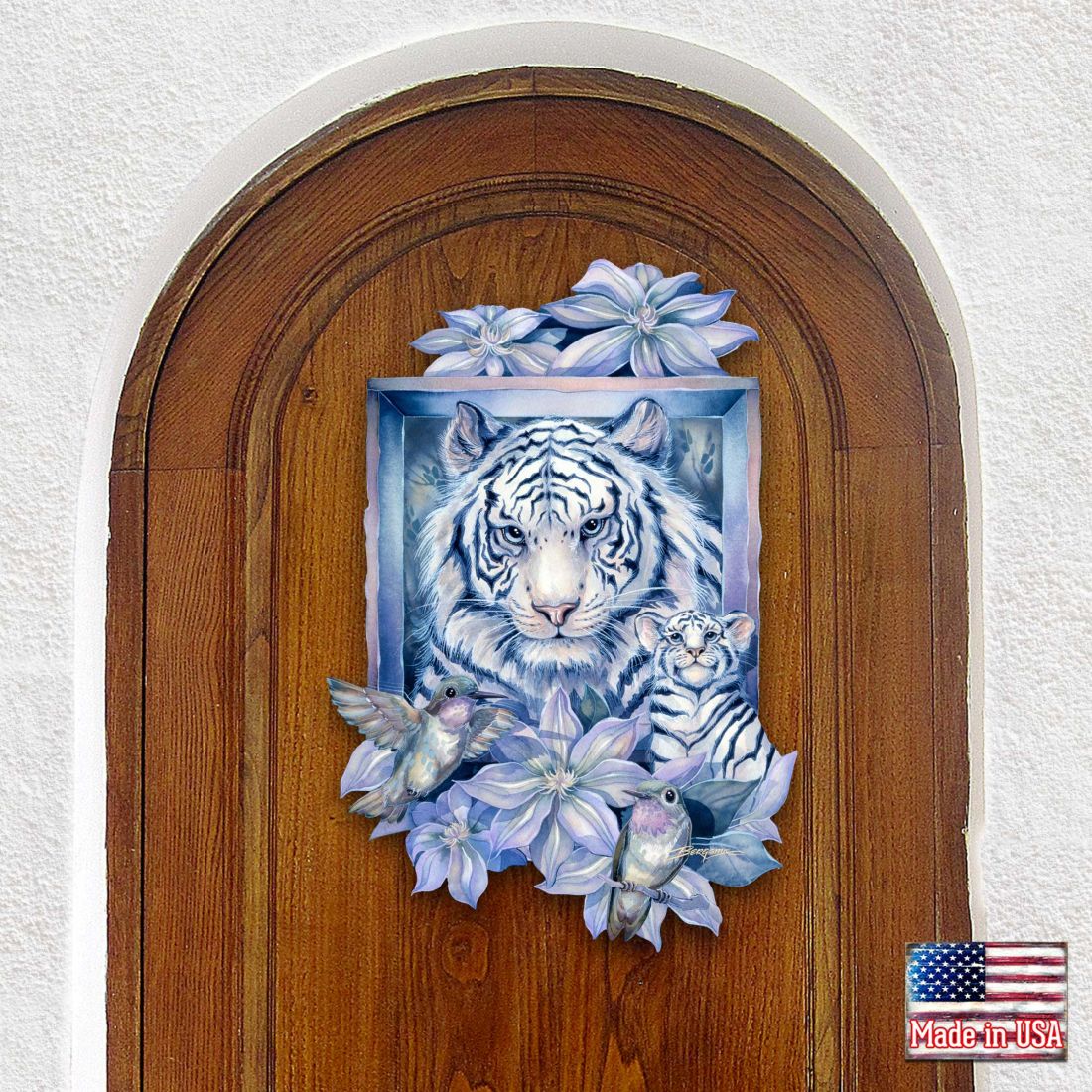 Decoración de puerta con un tigre en el jardín de J. Bergsma - Decoración de vida silvestre - 8591580W-JB