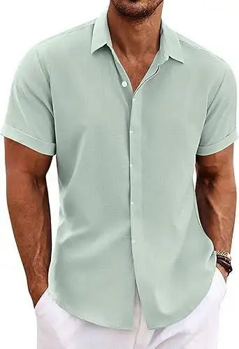 Men's Shirt Short Sleeve Casual Buckle - Lootquake