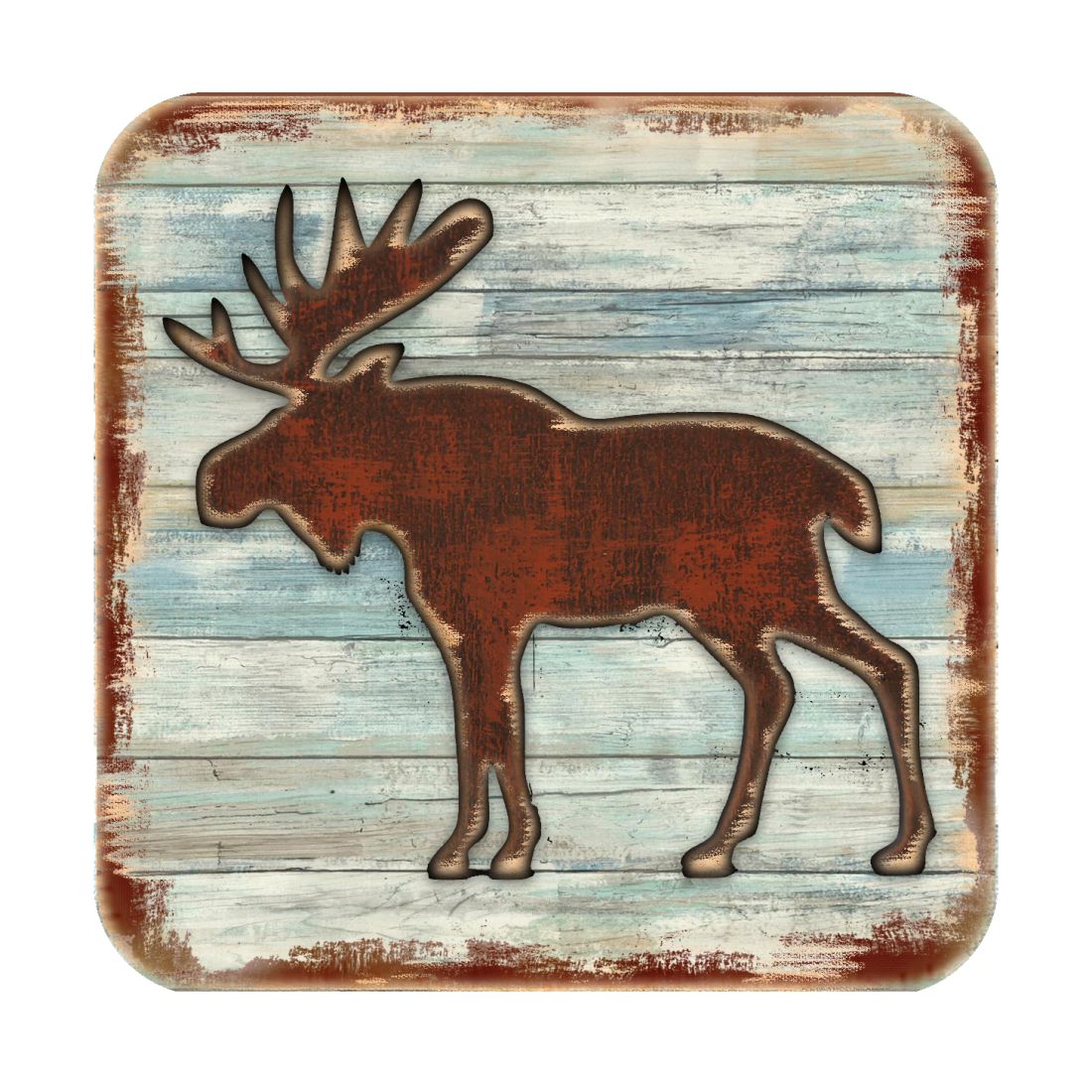 Moose Wooden Cork Coasters Gift Set of 4 by Nature Wonders - Nature Wildlife Decor - 8198222-9C-S4