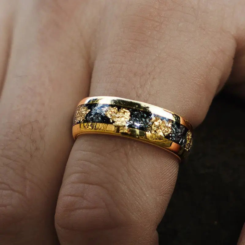 Fashion Men's Gold Starry Stainless Steel Ring - Lootquake