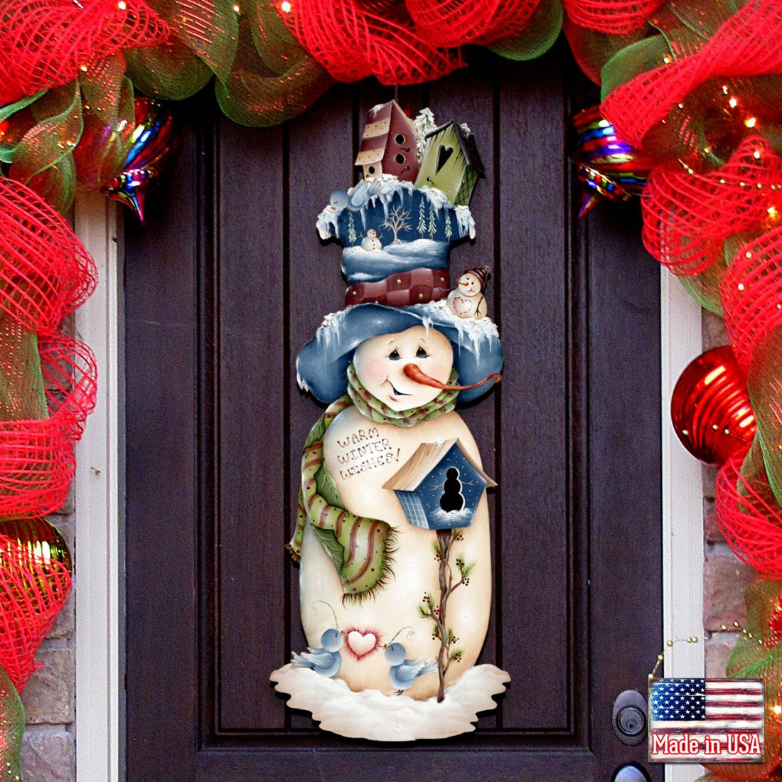 Decoración navideña para puerta de Frank Freezing de Jamie Mills-Price - Decoración navideña de Papá Noel y muñeco de nieve - 8457515H