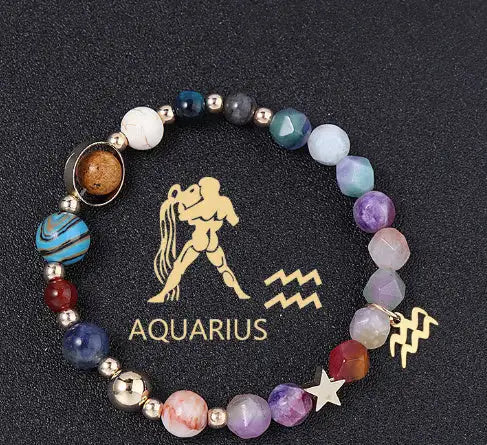 Twelve Constellation Constellation Bracelet Natural Stone Cut Color - Lootquake