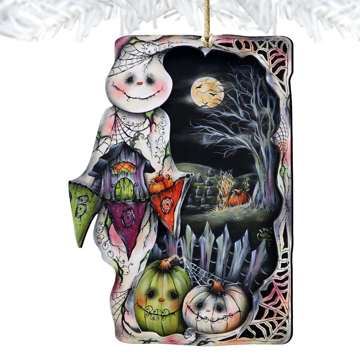 Night of the Pumpkins Wooden Ornaments by Jamie Mills-Price Halloween Decor - 8611078-MP