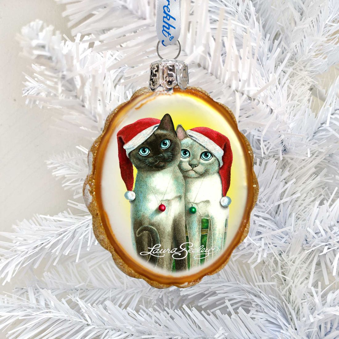 Adorno de vidrio de mercurio con forma de ángel y gato de Laura Seeley - Decoración para perros y gatos - 779214-LS