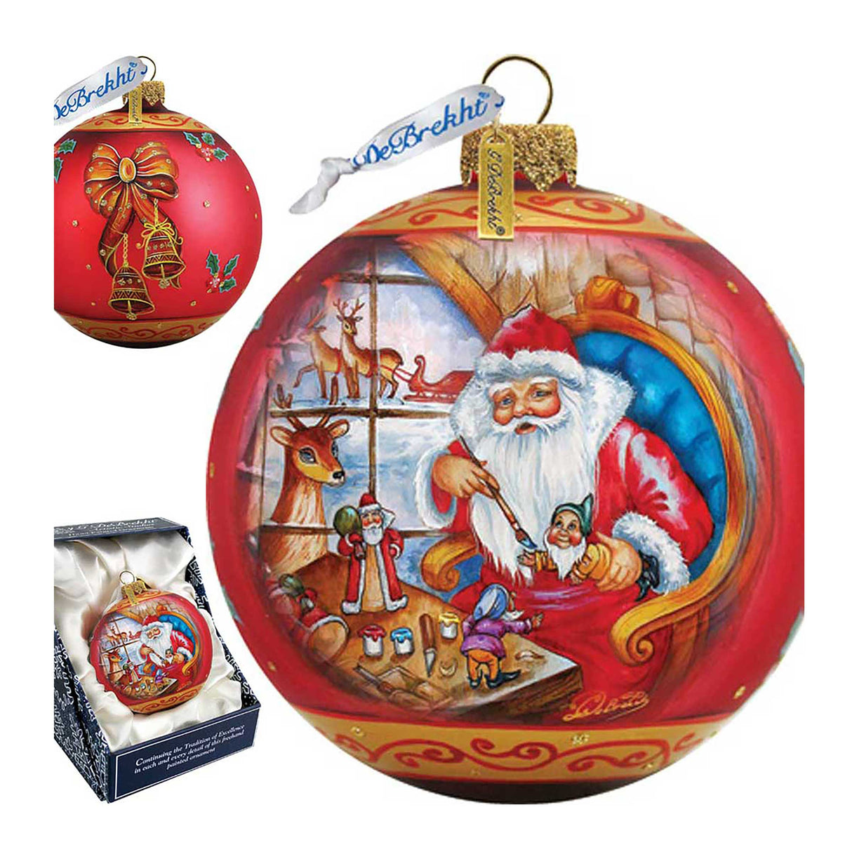 Adorno de bola de cristal para taller de Papá Noel de G. DeBrekht - Decoración navideña de muñeco de nieve de Papá Noel - 73611