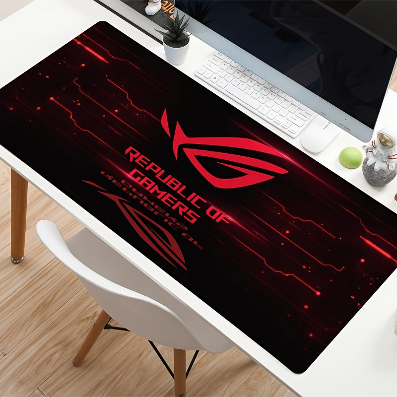 ASUS Republic of Gamers (ROG) Large Gaming Mouse Pad with Precision Stitched Edges and Non-Slip Rubber Base, Thick Computer Desk Mat, Keyboard Pad, Ideal for Independence Day, Halloween, Thanksgiving, Christmas Gifts