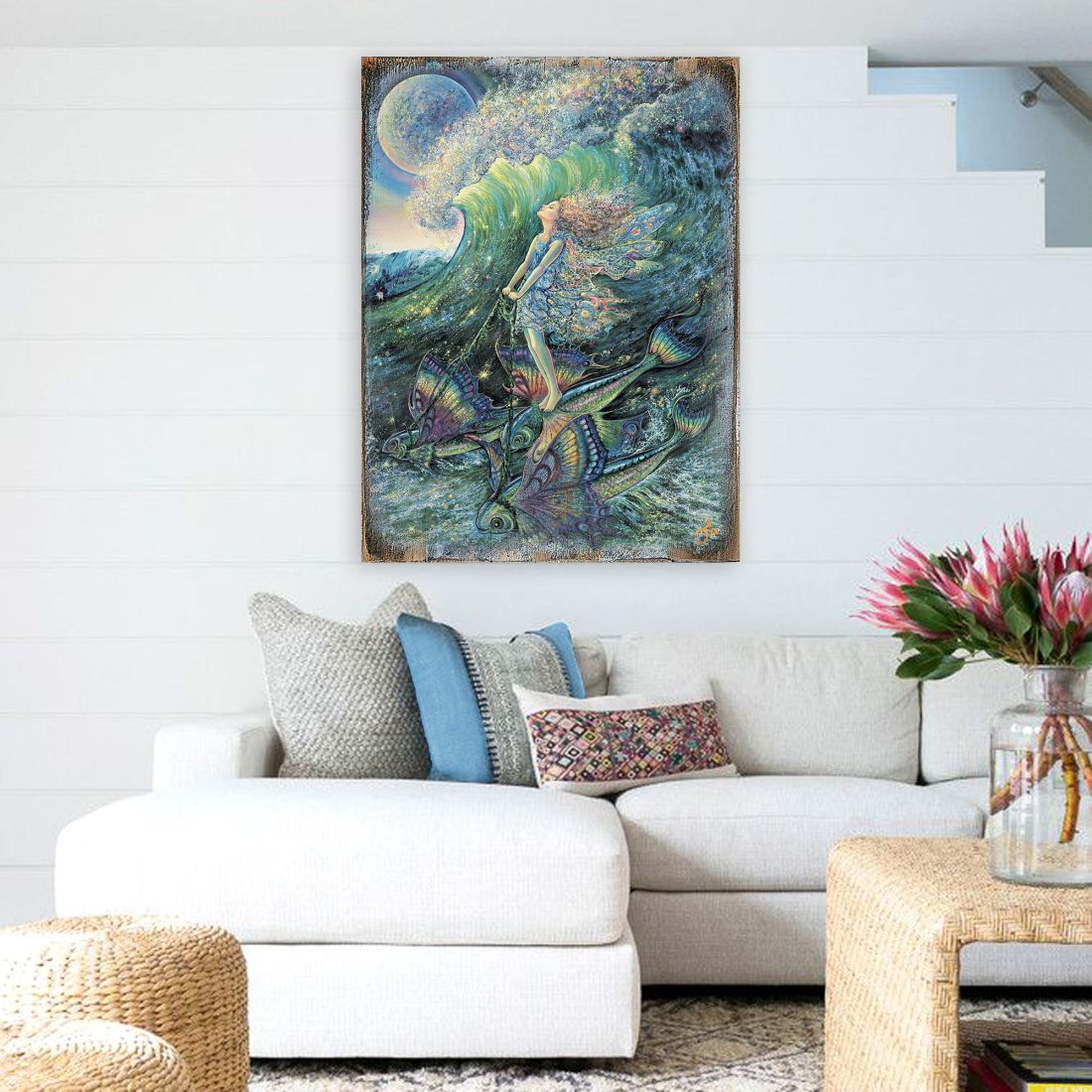 Arte mural de madera "Surfers Dream Fantasy" de Josephine Wall - Decoración de fantasía - 852152-JW