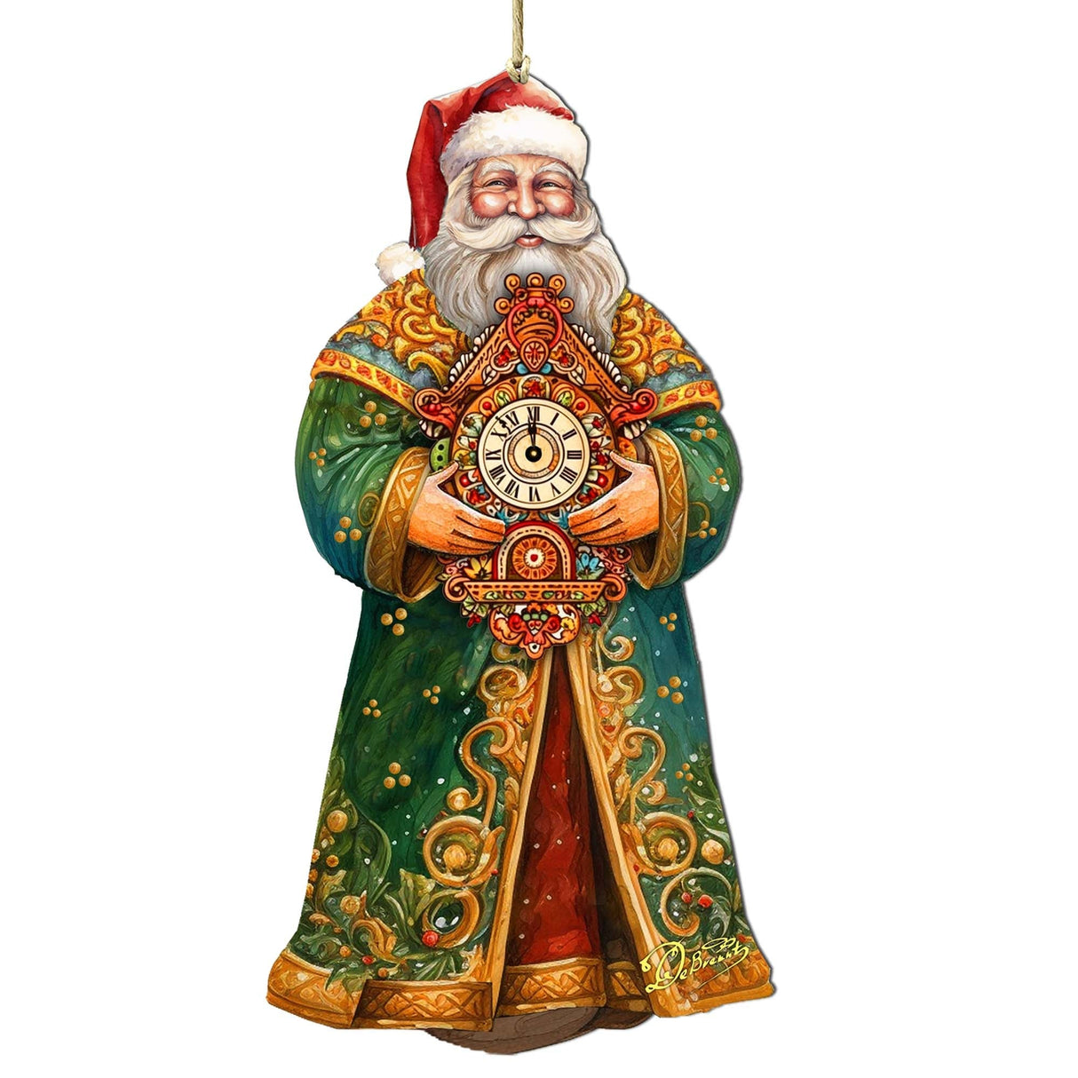 Adornos de madera del Reloj Mágico de San Nicolás de G. Debrekht - Decoración navideña de Papá Noel y muñeco de nieve - 8691412
