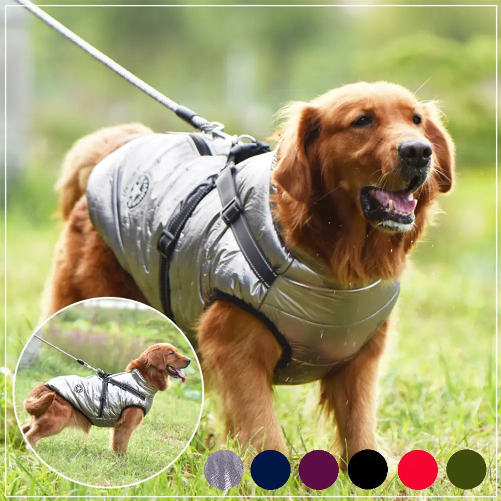 Waterproof Dog Clothes Winter Dog Coat With Harness Warm Pet Clothing Big Dog Jacket Chihuahua Labrador Coat Costume - Lootquake