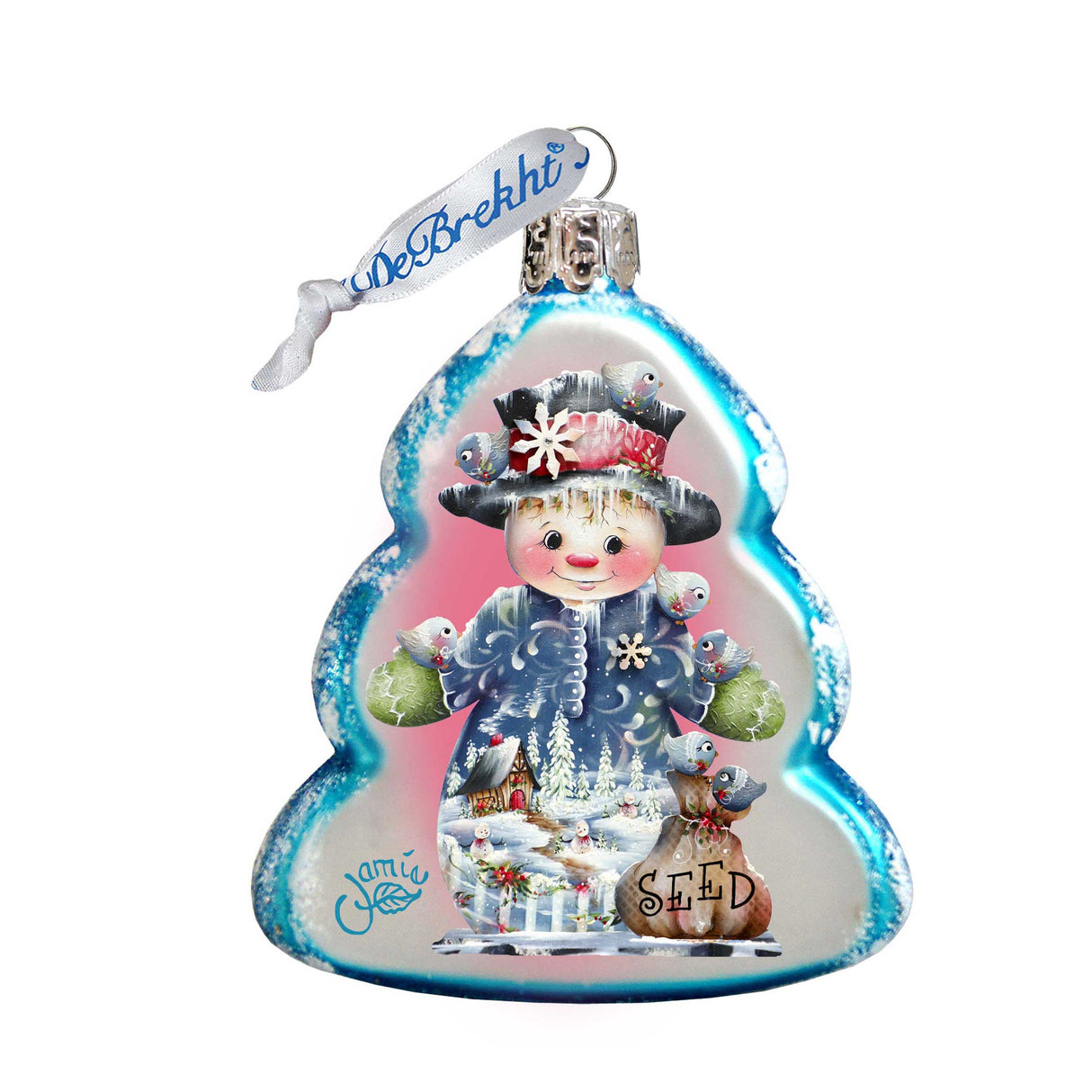 Adorno de vidrio de mercurio con forma de muñeco de nieve de Jamie Mills-Price - Decoración navideña de Papá Noel - 778206-7511