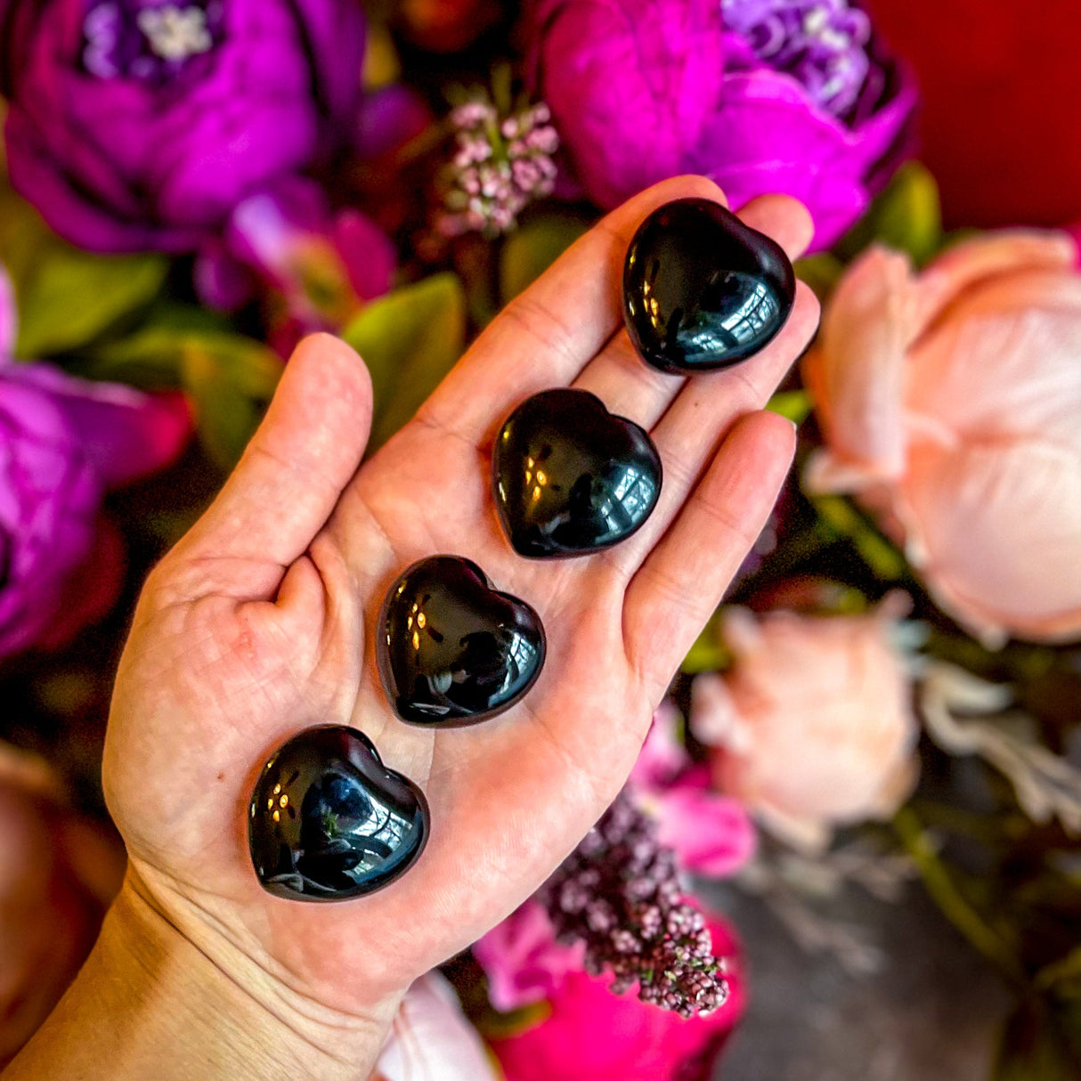 3cm Black Obsidian Crystal Hearts for Valentines Day Gifts