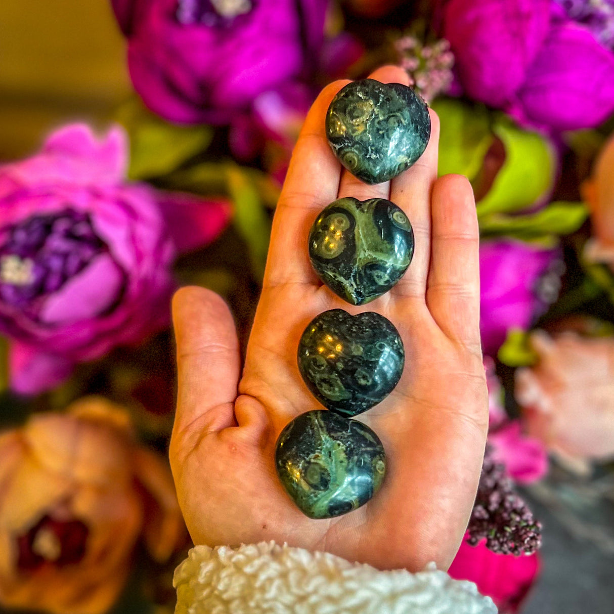 3 cm Kambaba Jasper Hearts for Valentines Day Gifts