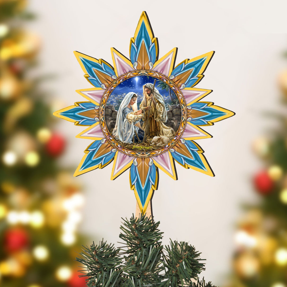 Estrella de Gloria a Dios para la punta del árbol, decoración de madera de D. Gelsinger - Decoración navideña - 89517-DG