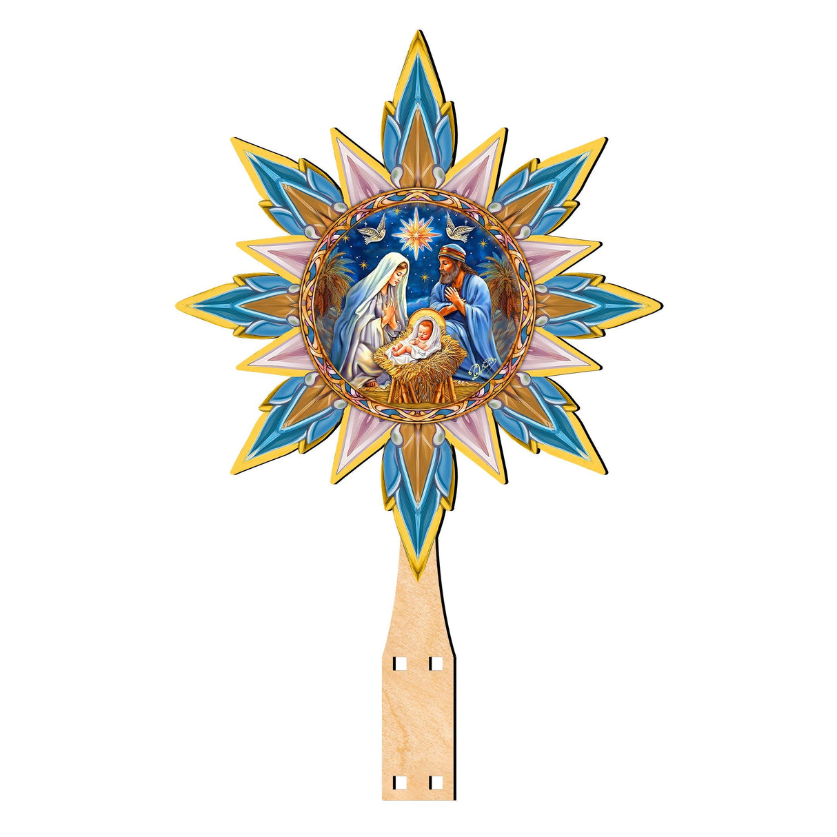 Nativity-themed Tree Topper Wooden Decor - Nativity Holiday Decor - Christmas Tree Topper