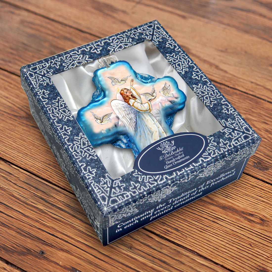 Adorno de cristal con forma de cruz de ángel de la guarda, de Debrekht 758-019