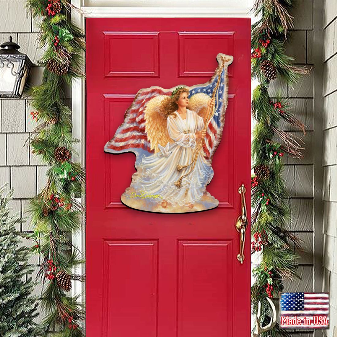 Ángel de la Libertad Americana, decoración navideña para puerta de D. Gelsinger - Decoración navideña americana - 8461021H-0107
