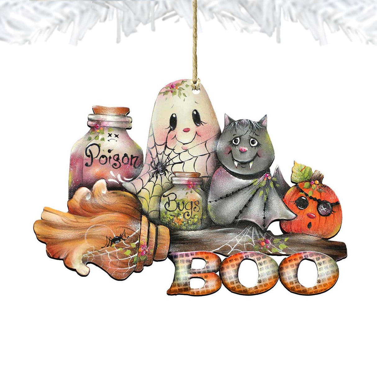 Brunhilda's Broom! Wooden Ornaments by Jamie Mills-Price - Thanksgiving Halloween Decor - 8457411