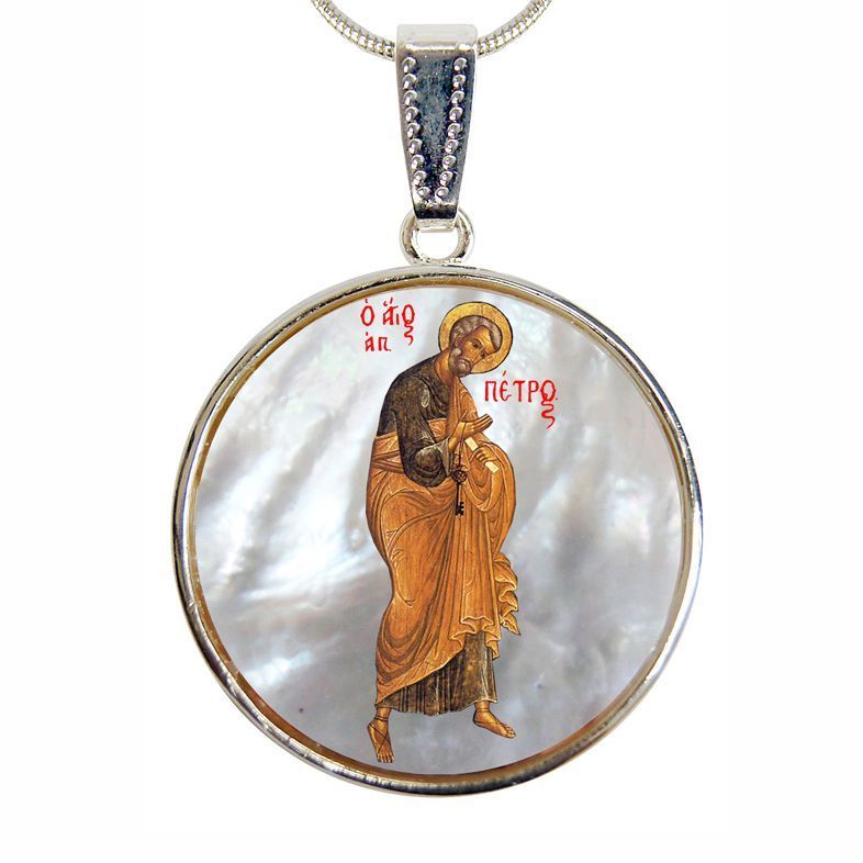 Collar pequeño ovalado de San Pedro con nácar plateado - 43042