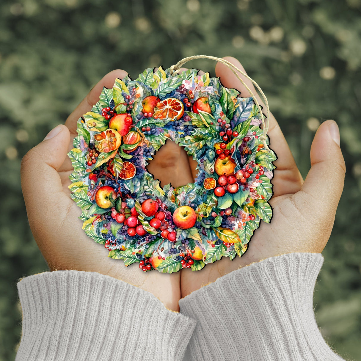 Adornos de madera con forma de corona de frutas de la cosecha de verano de G. Debrekht - Decoración navideña - 8611071