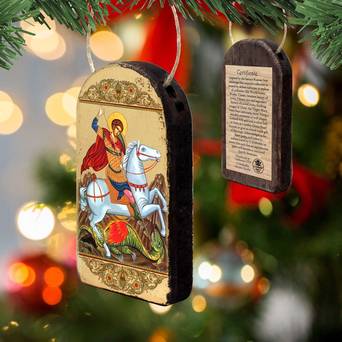 Adorno de icono sagrado ortodoxo religioso de San Jorge - Decoración inspiradora - 87013