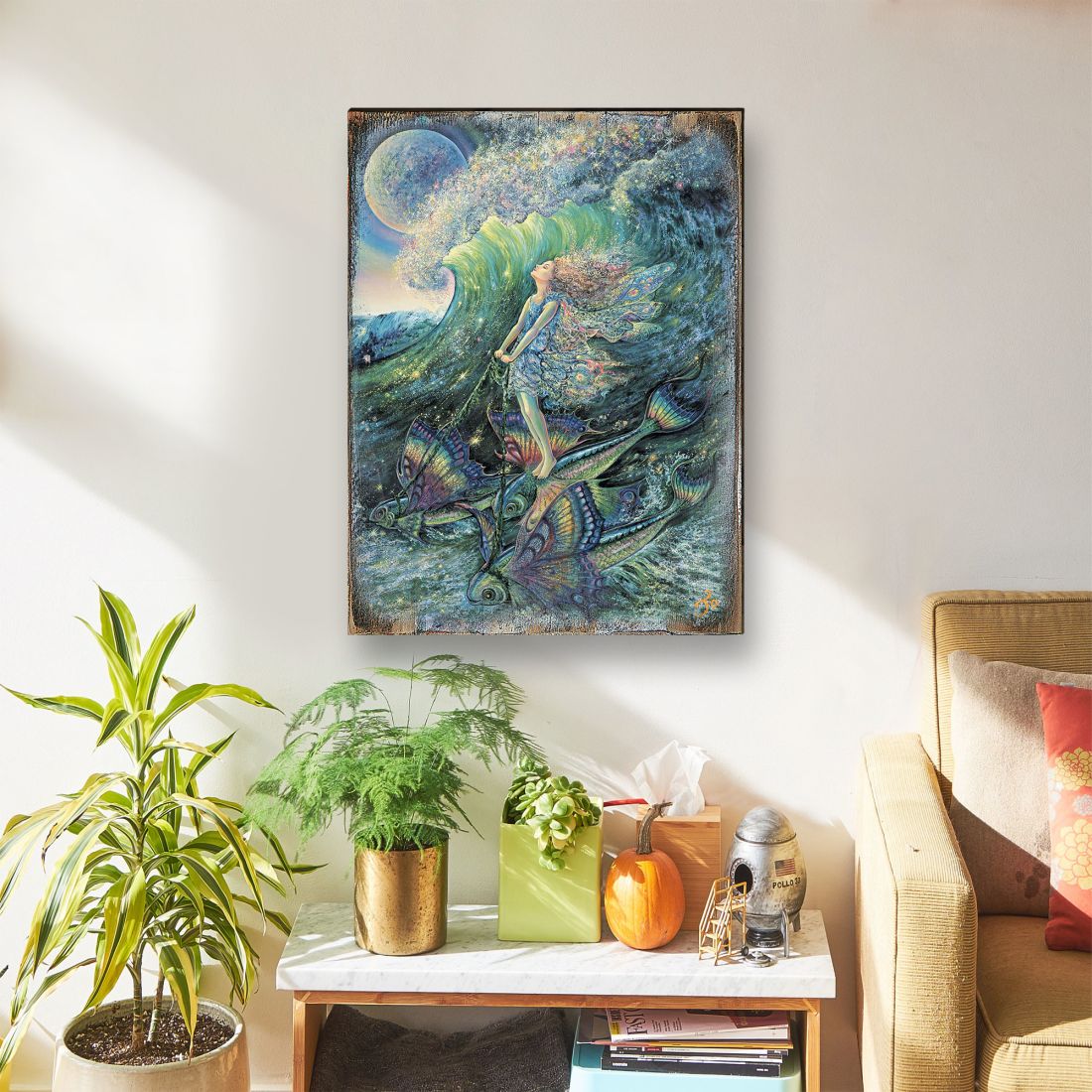 Arte mural de madera "Surfers Dream Fantasy" de Josephine Wall - Decoración de fantasía - 852152-JW