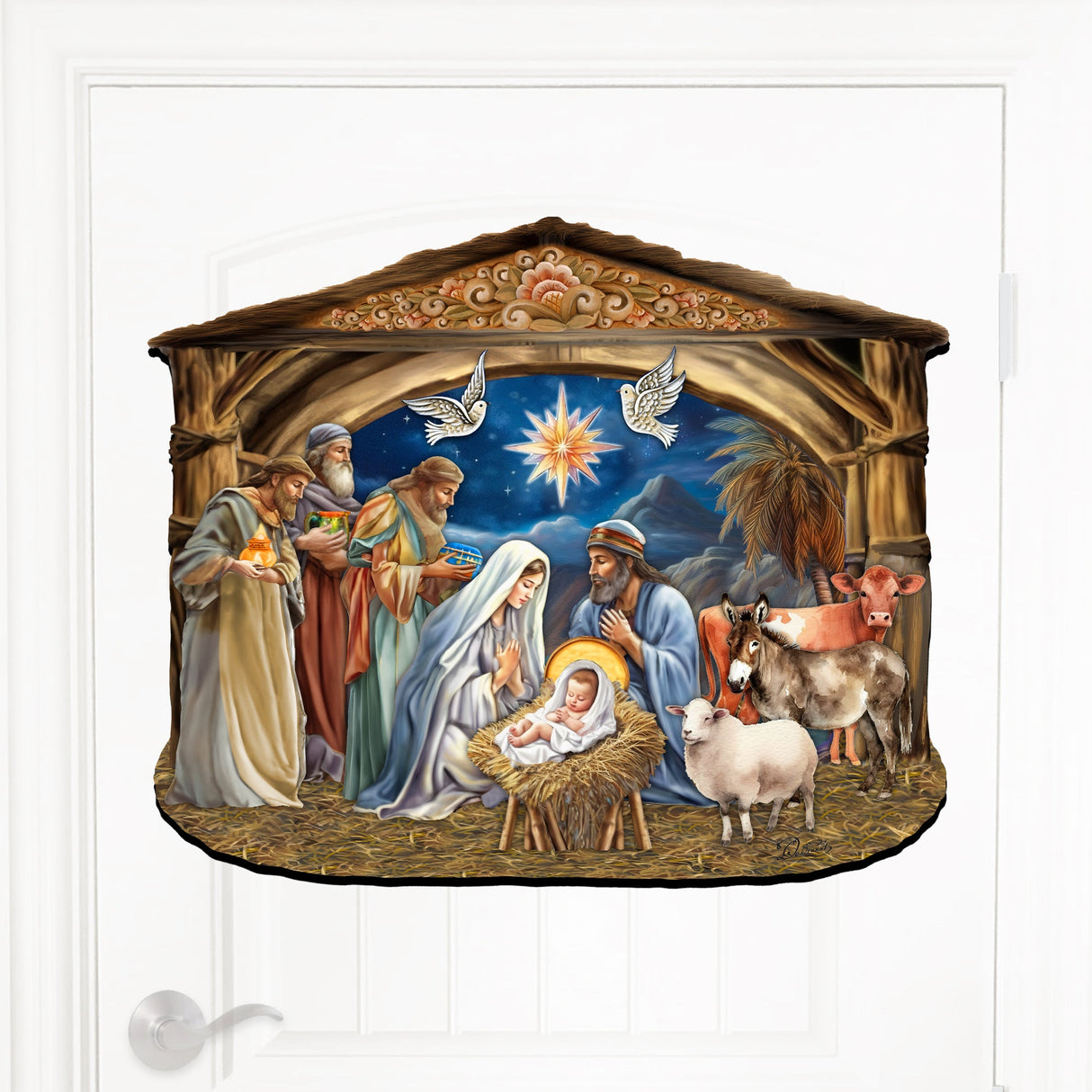 Nacimiento de Jesús: Decoración navideña para puerta de G. Debrekht - Decoración navideña - 8652761H
