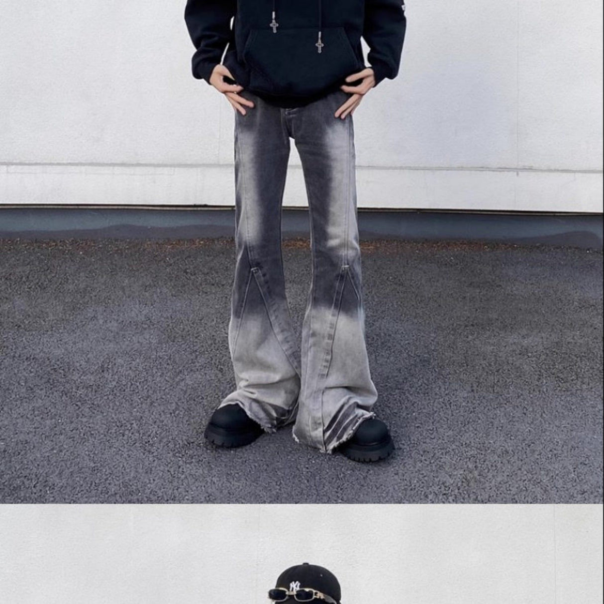 Retro Washed Gradient Fringed Jeans - Lootquake