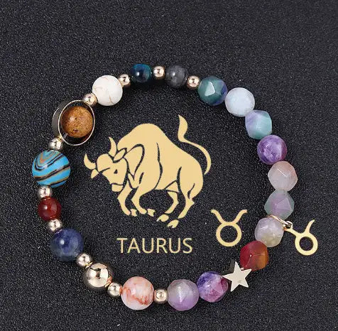 Twelve Constellation Constellation Bracelet Natural Stone Cut Color - Lootquake
