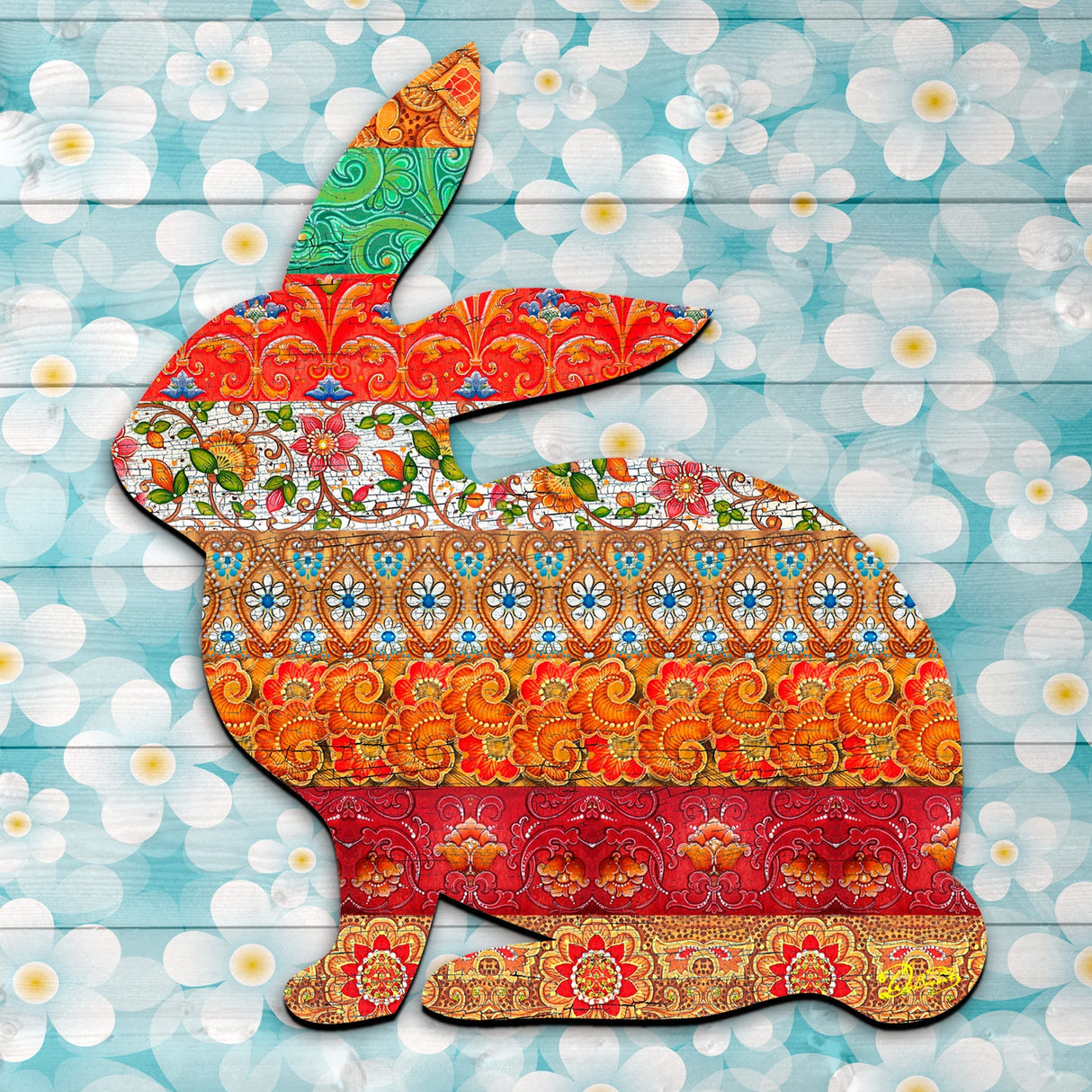 Easter Quilted Bunny Wooden Door Hanger, Wall Decor, Decorative Door Sign, Wall Art by G. DeBrekht Pets 8198134H