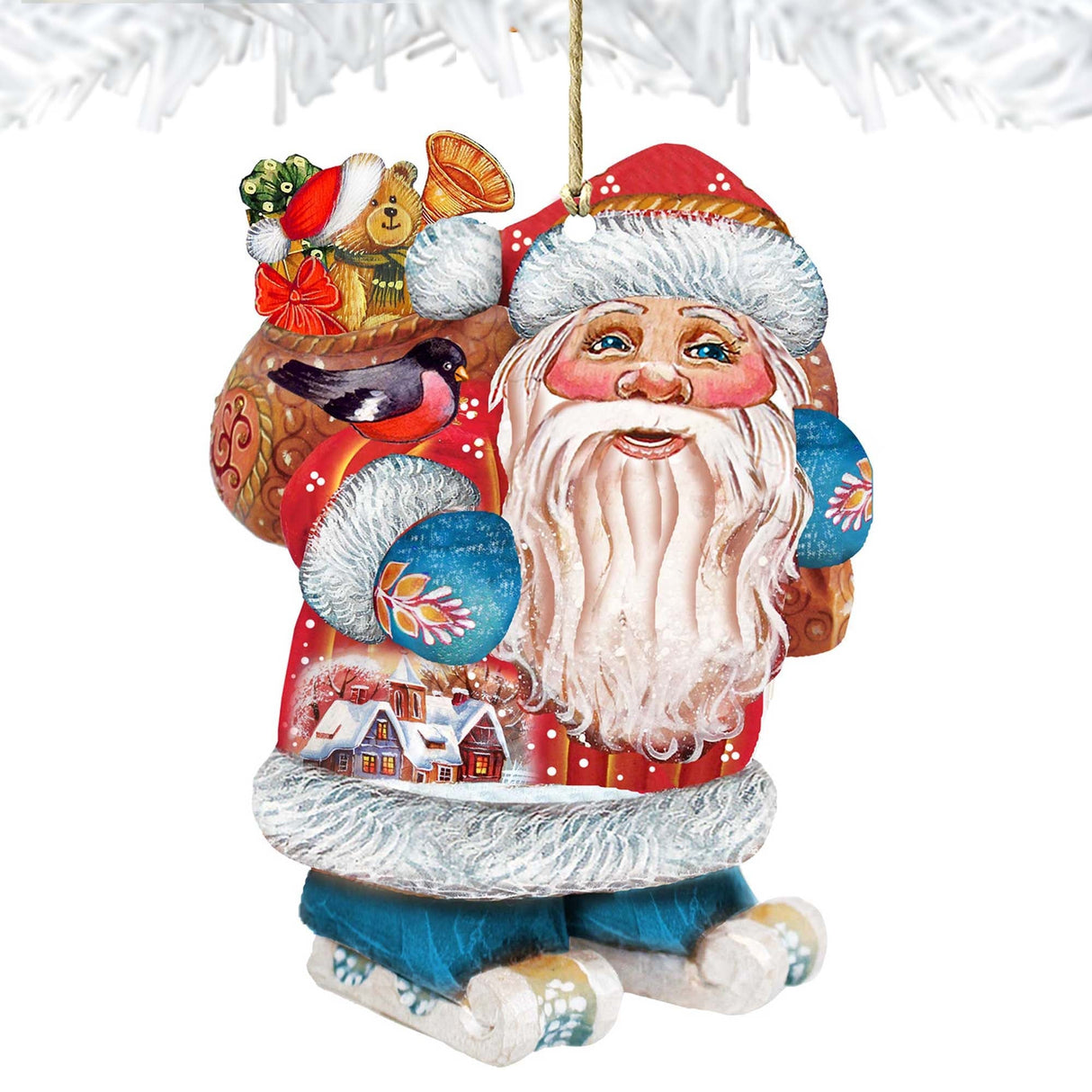Caring Gift Bag Santa Wooden Christmas Ornament by G. DeBrekht - 8117663
