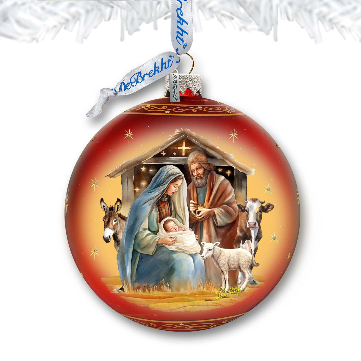 Born Under Bright Star Nativity Lg Glass Ornament by G. Debrekht - Nativity Holiday Decor - 73937