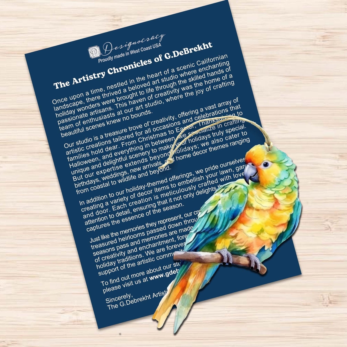 Adornos decorativos de madera con forma de loro (3 unidades) de G. Debrekht - Decoración de vida silvestre - 8091013-S3